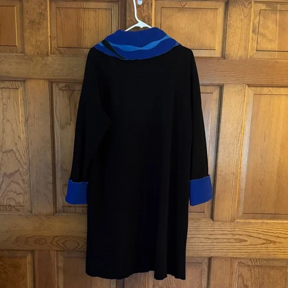 Black and Blue Dressy Fleece Coat - Picture 3 of 4